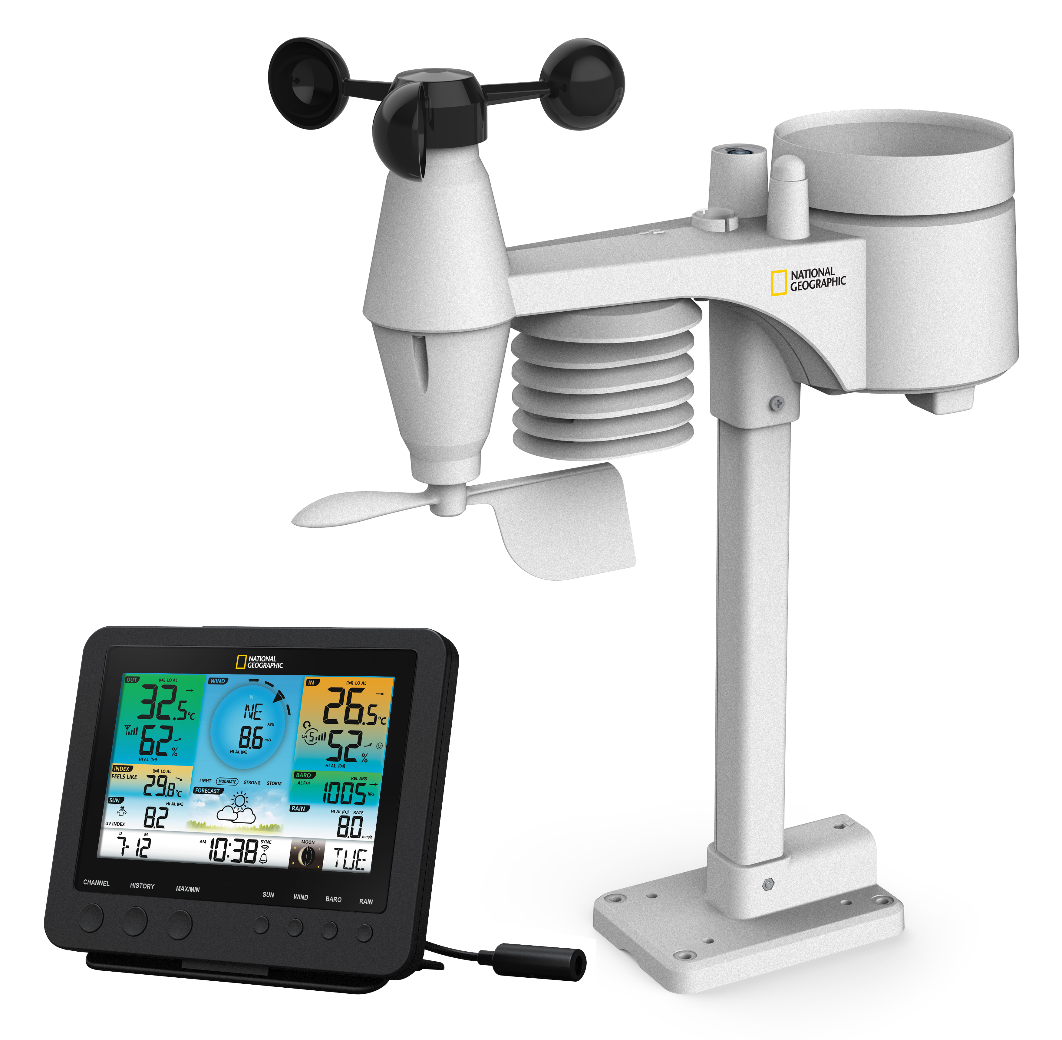 NATIONAL GEOGRAPHIC WIFI Colour Weather Station with 7in1 Sensor (Refurbished)