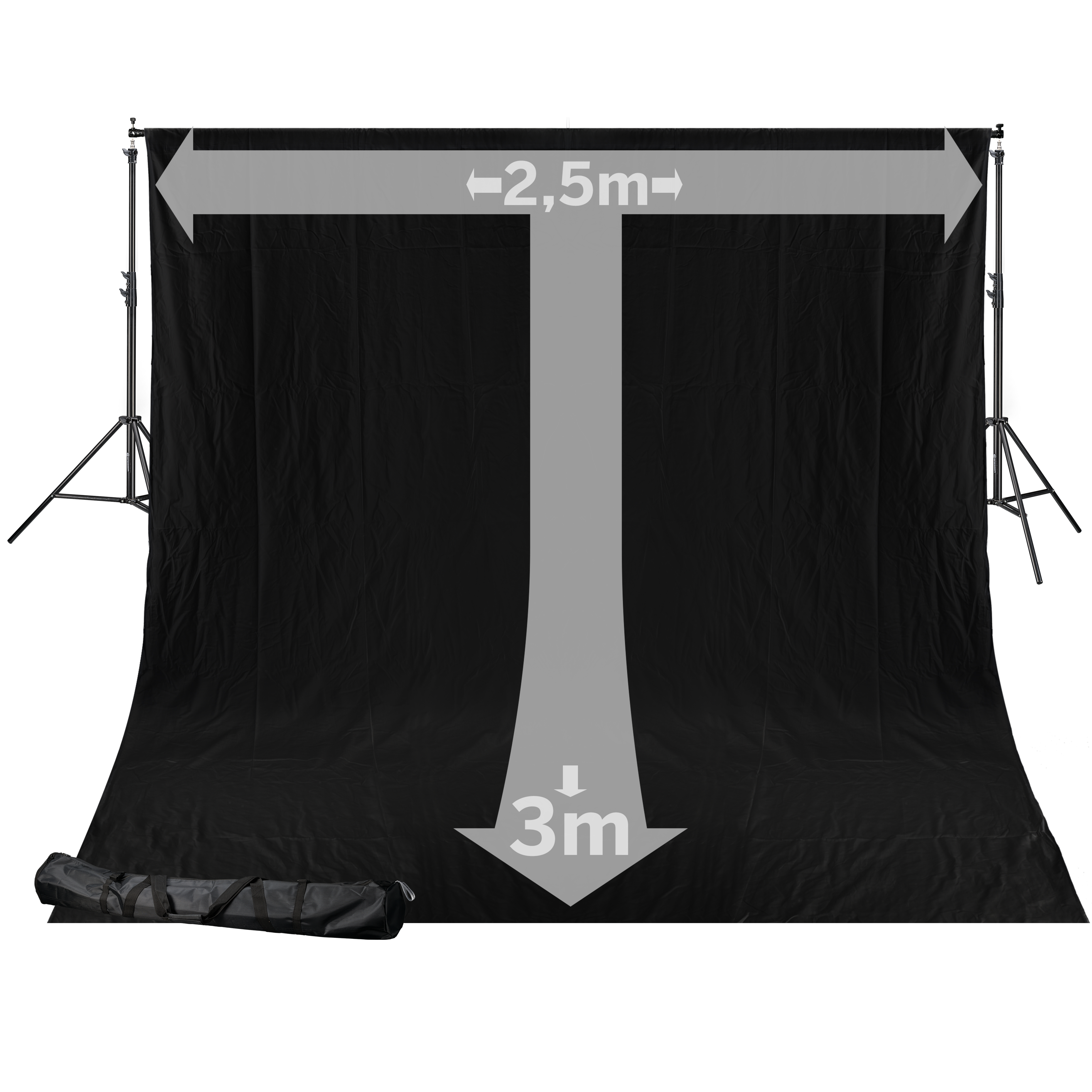 BRESSER BR-D24 Background System + Background Cloth 2,5 x 3m Black