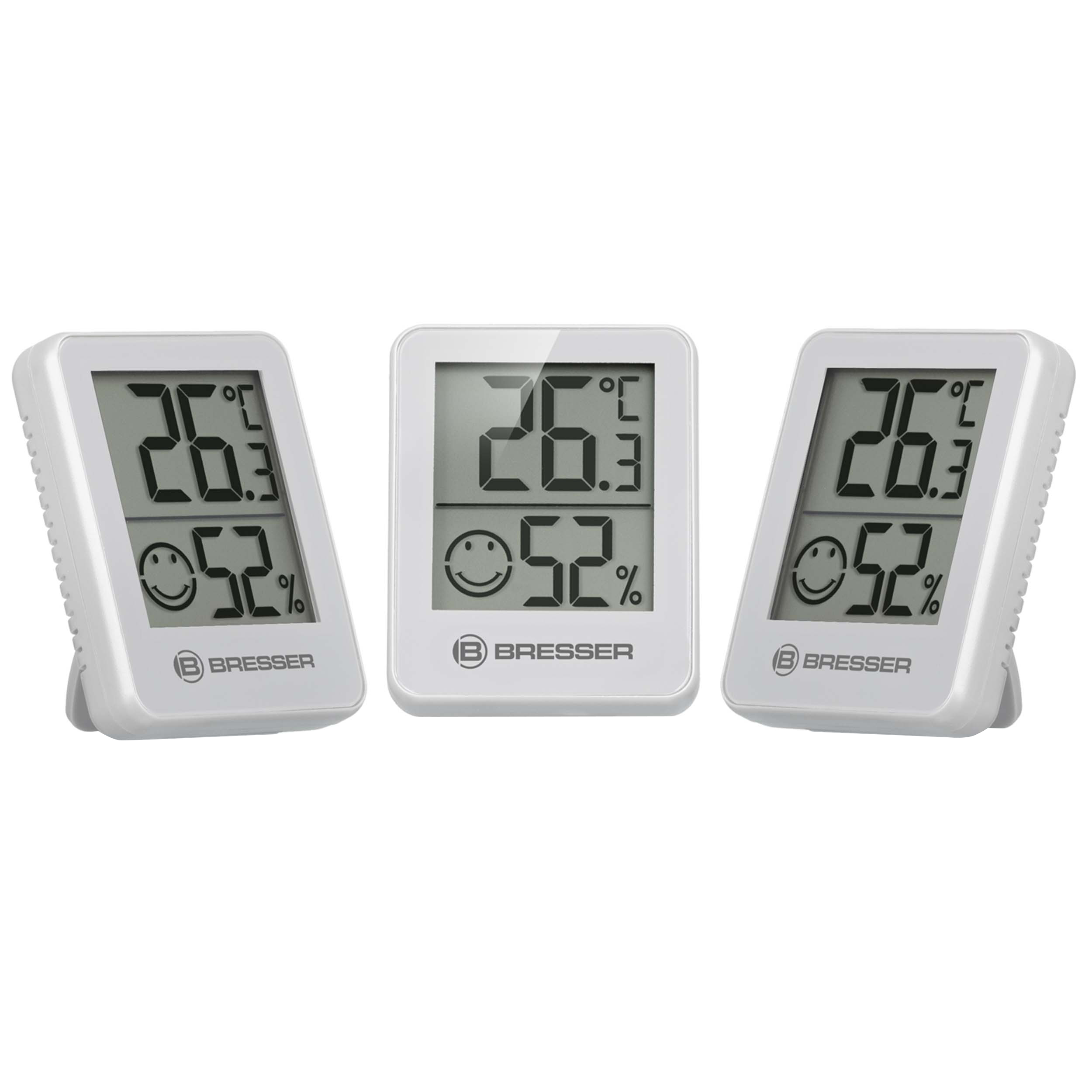 BRESSER ClimaTrend Hygro Indicator 3-Piece Set Thermo-Hygrometer, White (Refurbished)