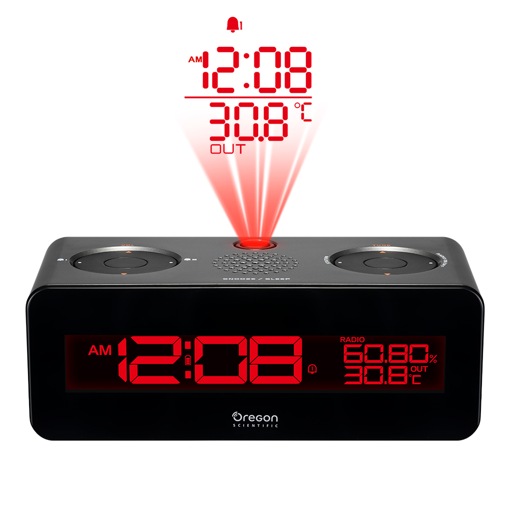 Oregon Scientific Clock Radio with Projection Clock and Dual Alarm Clock (anthracite)