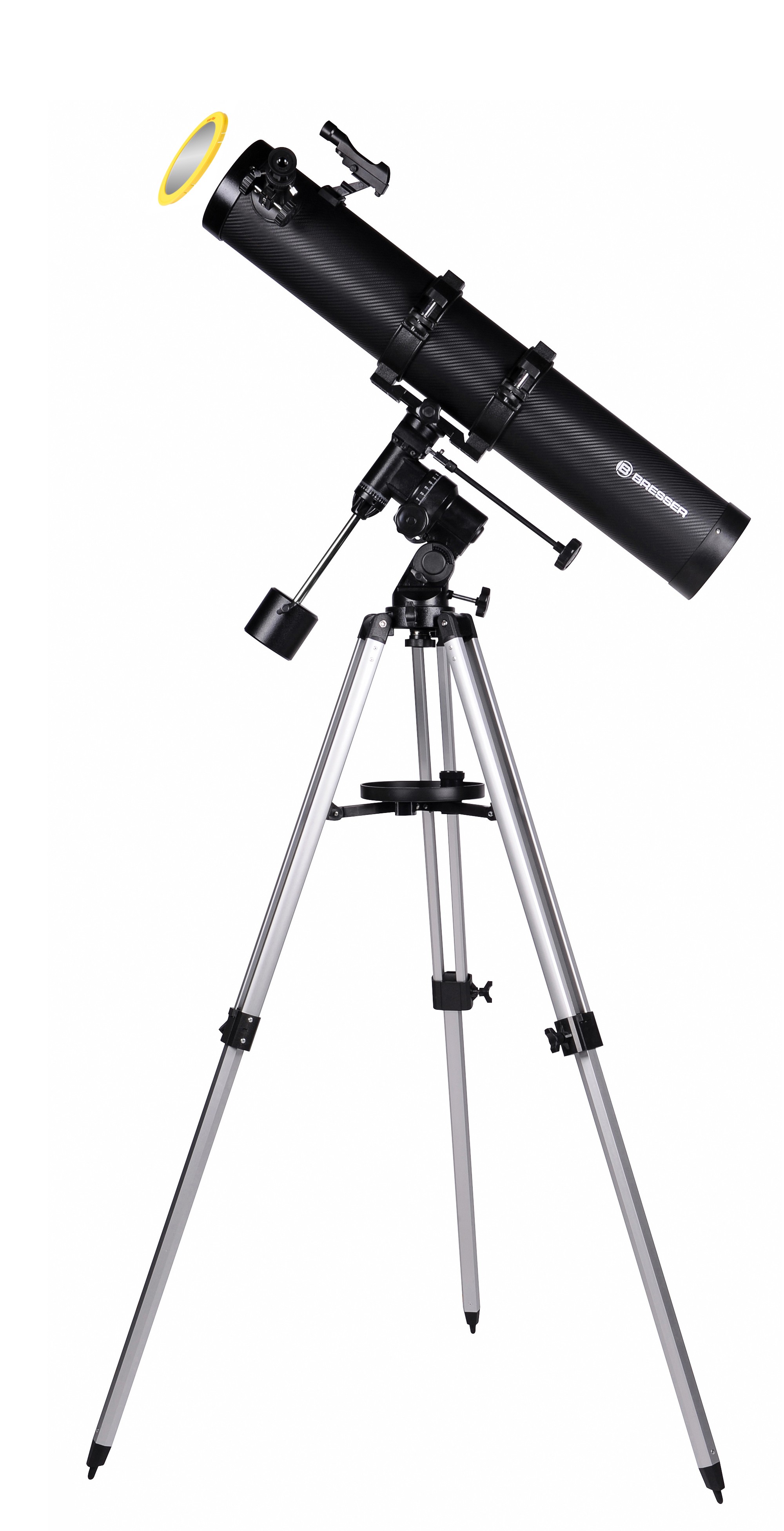 BRESSER Galaxia 114/900 EQ3 Reflector Telescope with Smartphone Adapter & Solar Filter