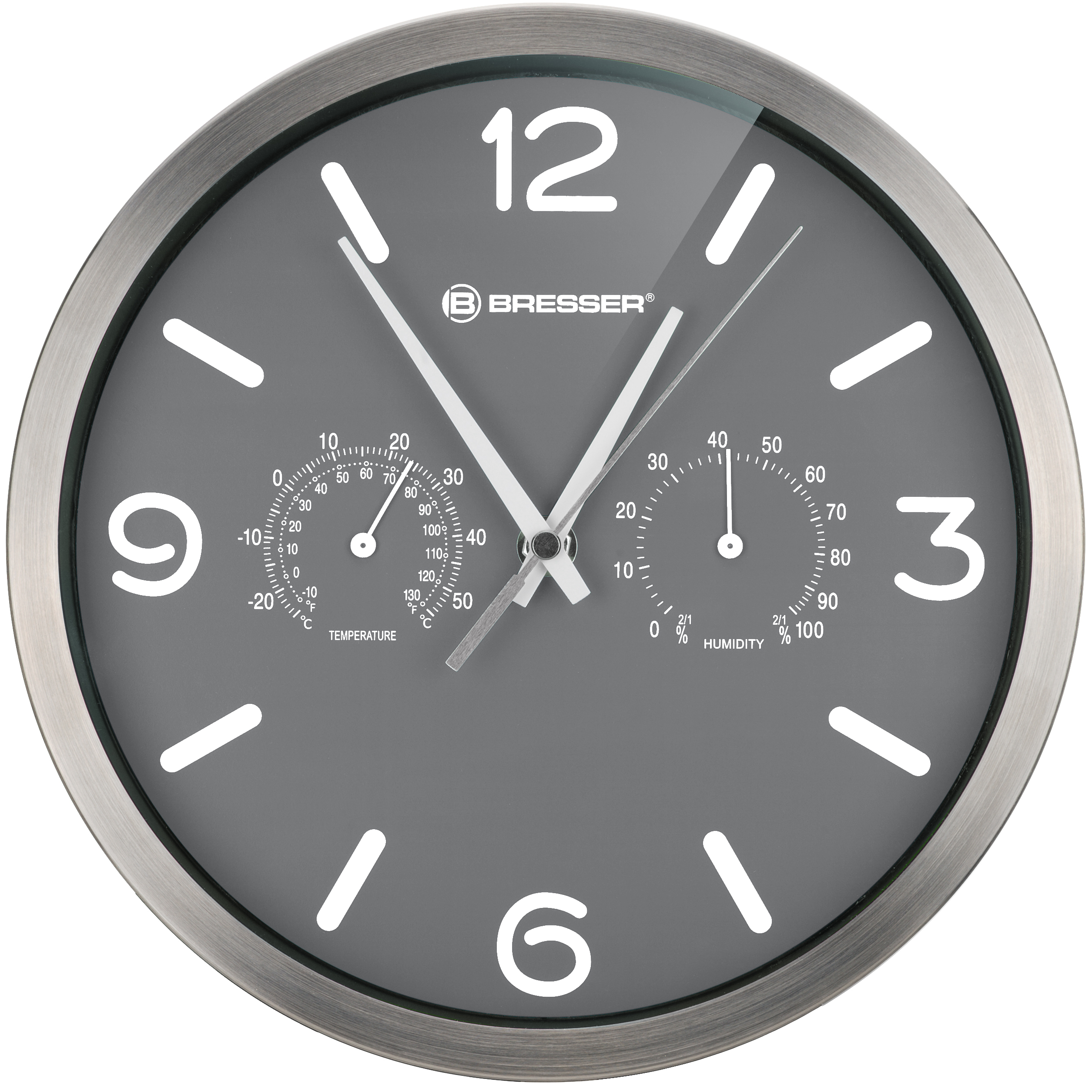 BRESSER MyTime LEDsec wall clock 24 cm with temperature display (Refurbished)