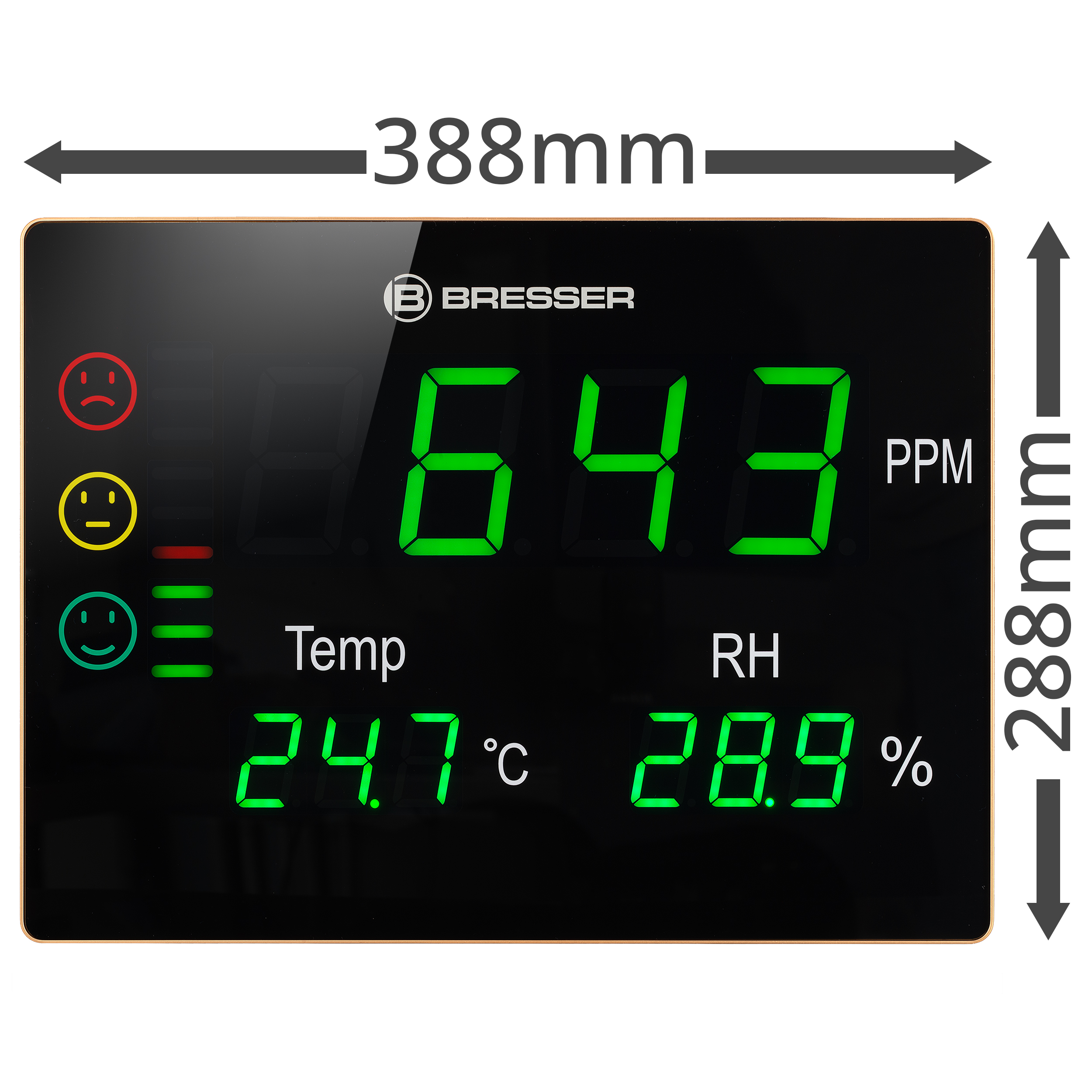 BRESSER CO2 measuring device Smile XXL with traffic lights and extra-large LED display