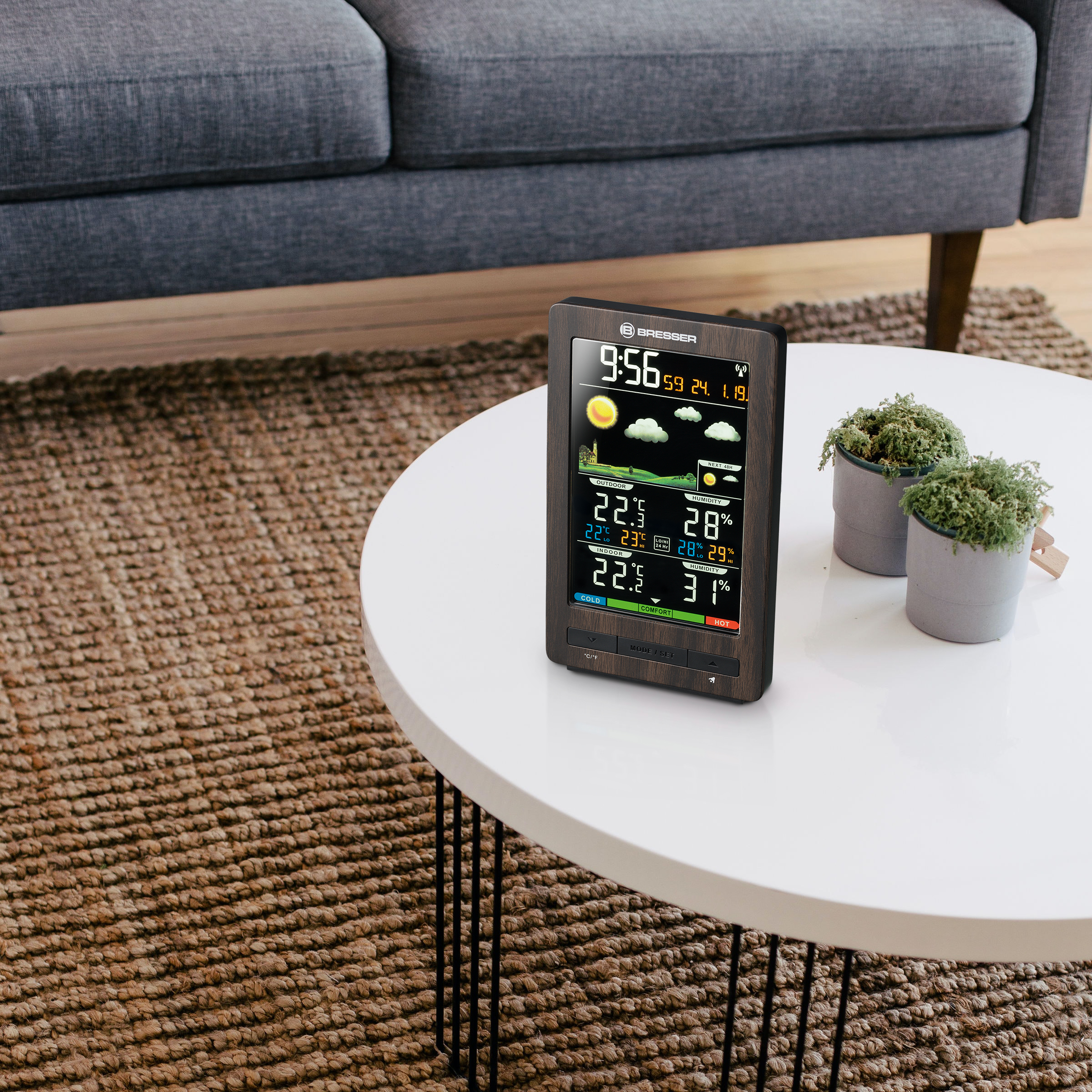 BRESSER ClimaTrend WS Weather Station with Colour Display in wooden Design