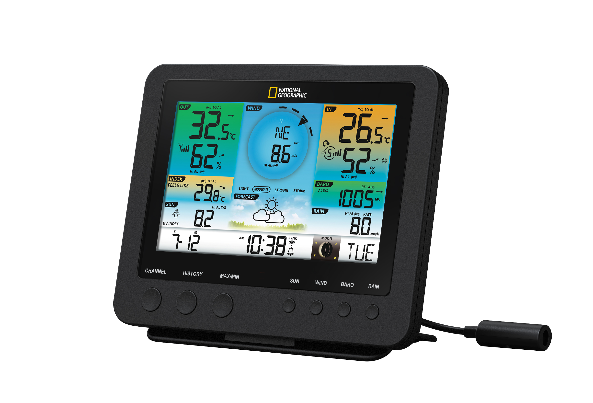 NATIONAL GEOGRAPHIC WLAN Farbwetterstation mit 7-in-1 Profi-Sensor (Refurbished)