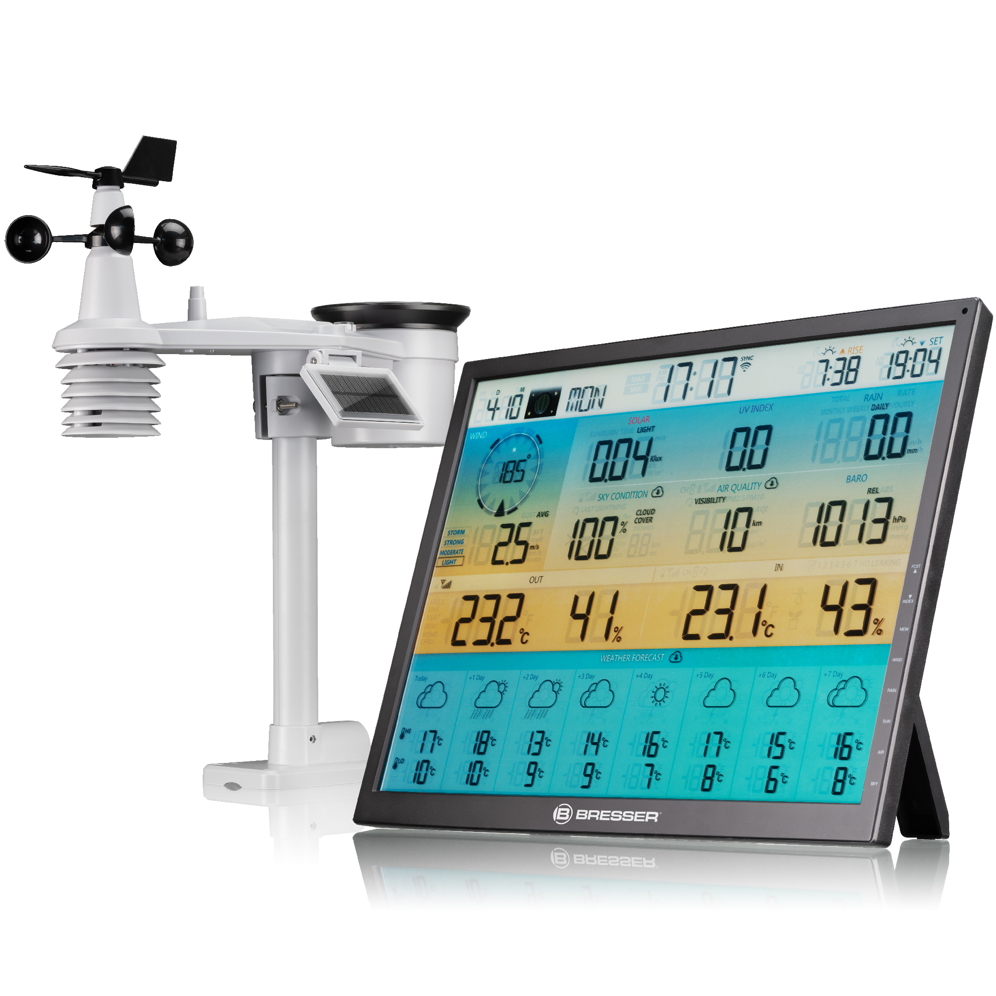 BRESSER 8-Day 4CAST XL 7-in-1 Wi-Fi Weather Station with Solar-powered Sensor