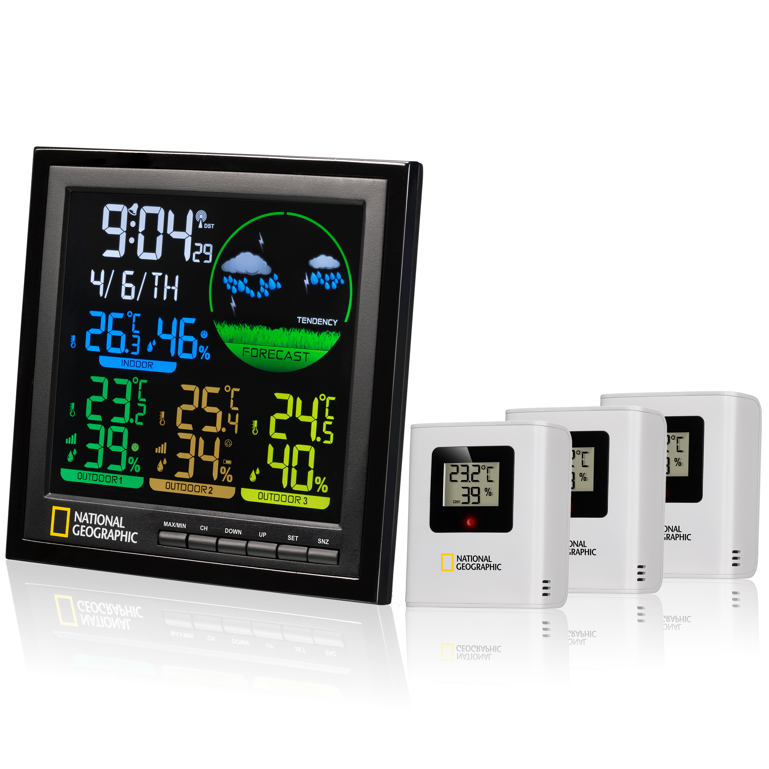 NATIONAL GEOGRAPHIC VA Colour LCD Weather Station incl. 3 Sensors