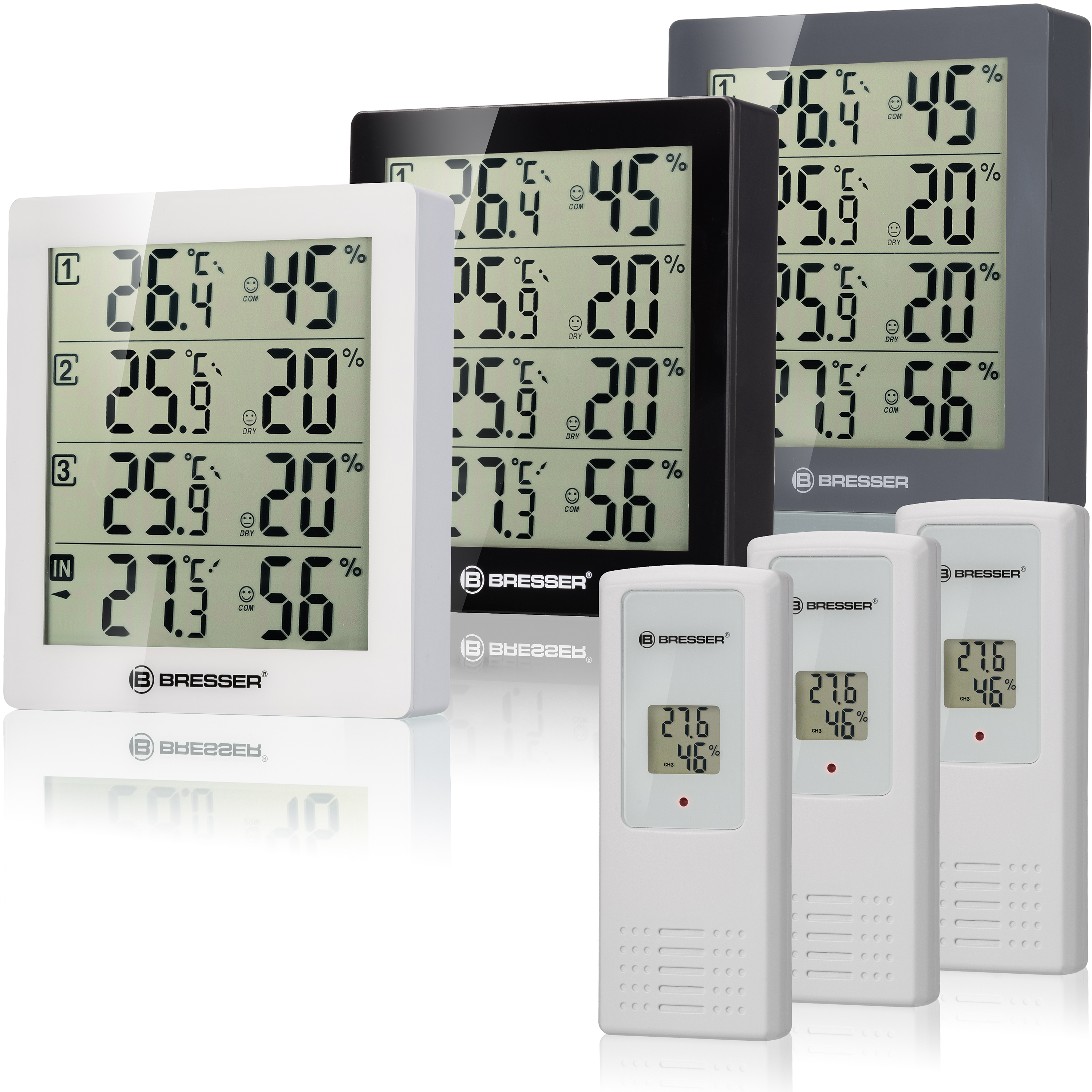 BRESSER Thermo-Hygrometer Quadro with 4 Independent Measuring Details