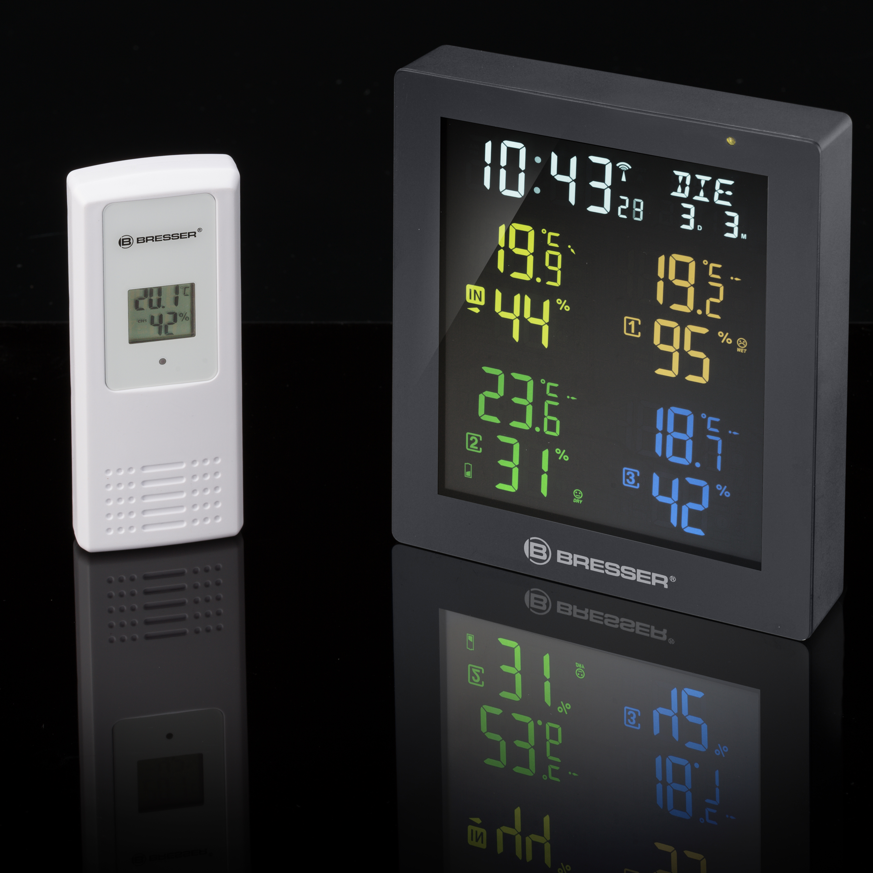 ClimaTrend Hygro Quadro Colour Thermo- / Hygrometer with 3 additional Sensors (Refurbished)