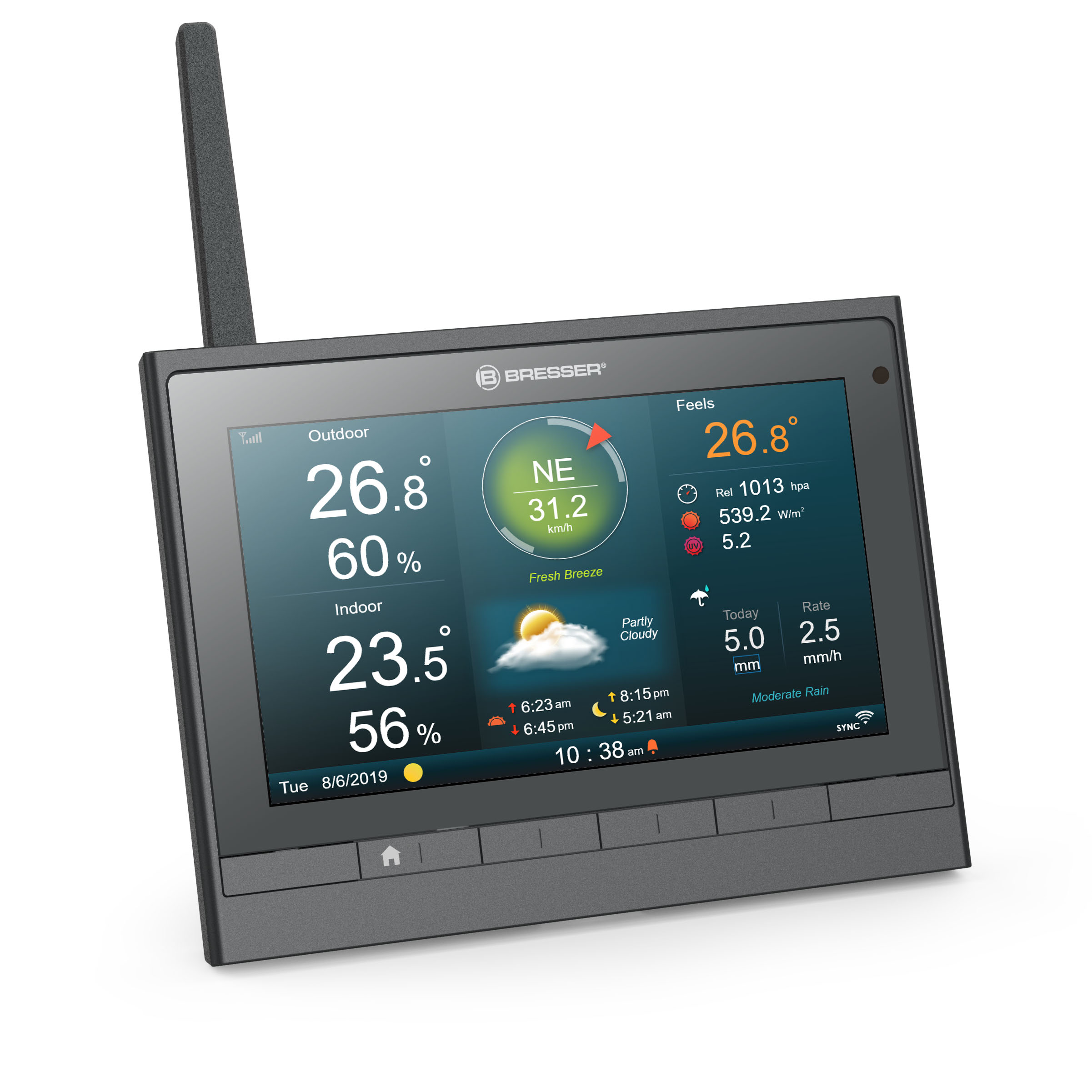 BRESSER MeteoChamp 7-in-1 HD Wi-Fi Weather Station with Various Display Modes