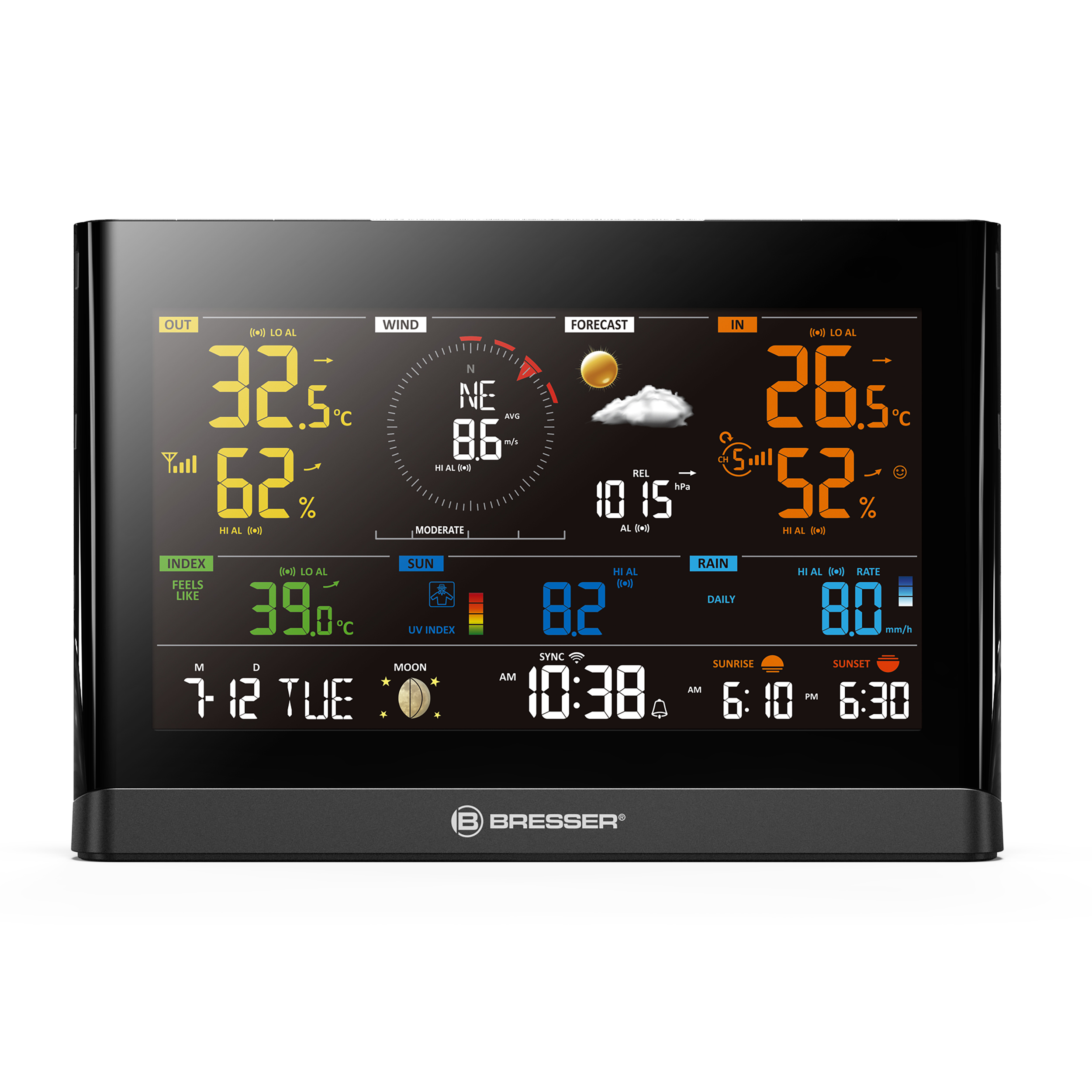 BRESSER Wi-Fi Comfort Weather Station with 7-in-1 Professional Sensor and Modern Colour Display