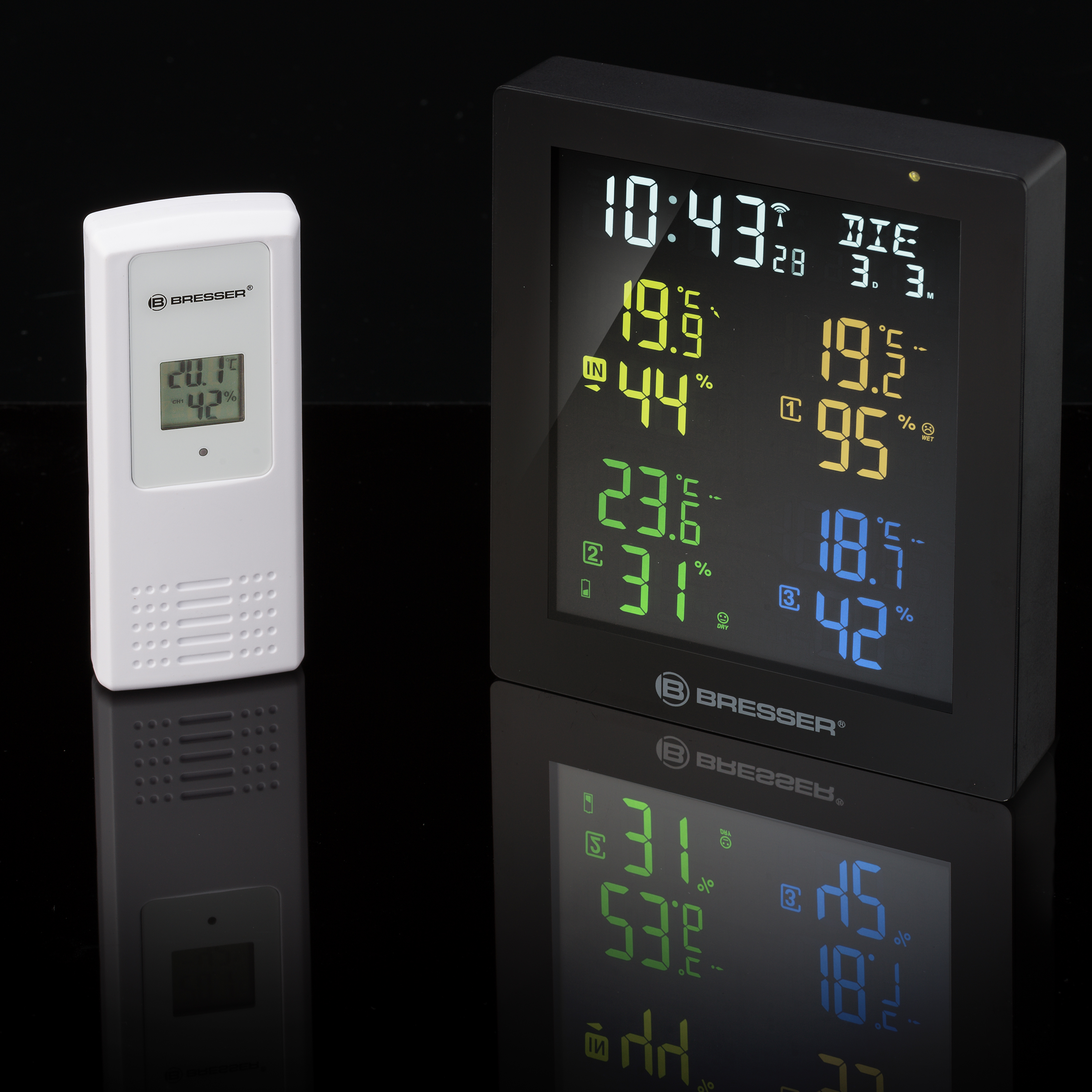 ClimaTrend Hygro Quadro Colour Thermo- / Hygrometer with 3 additional Sensors (Refurbished)