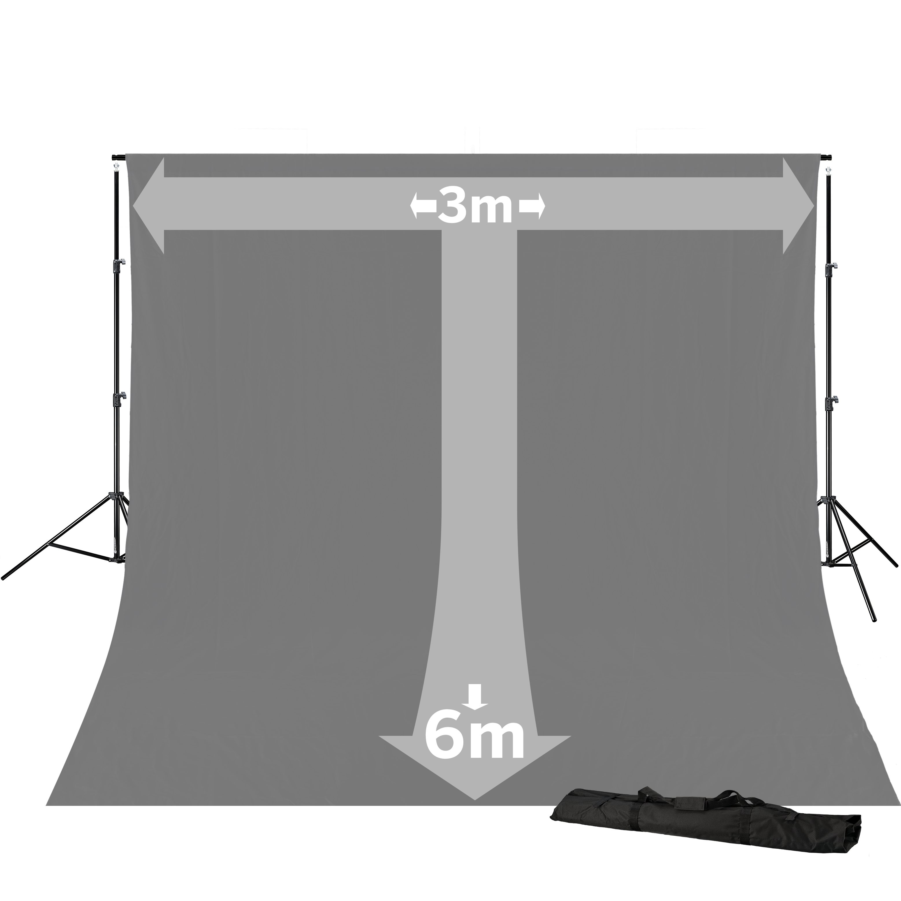 Wspornik tła BRESSER BR-D23 240 × 300 cm z szarym materiałowym tłem 3 × 6 m