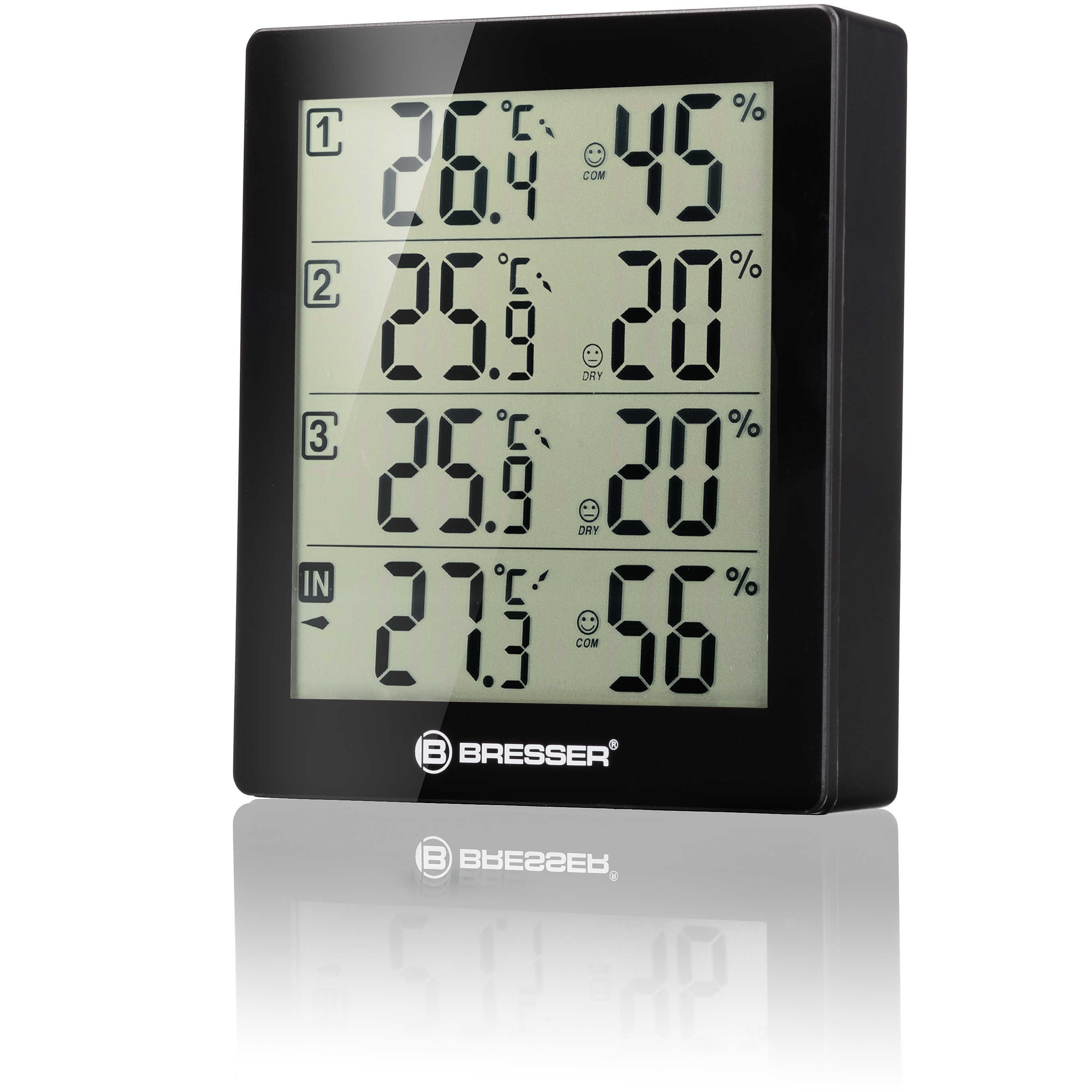 BRESSER Thermo-Hygrometer Quadro with 4 Independent Measuring Details