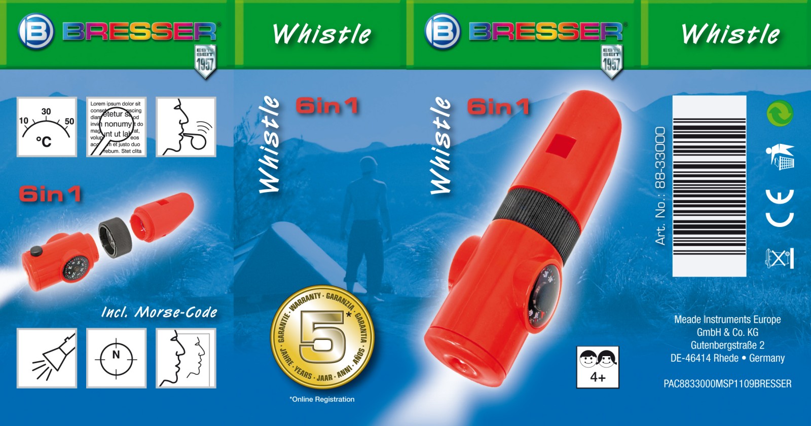 BRESSER JUNIOR 6in1 Multifunctional Whistle