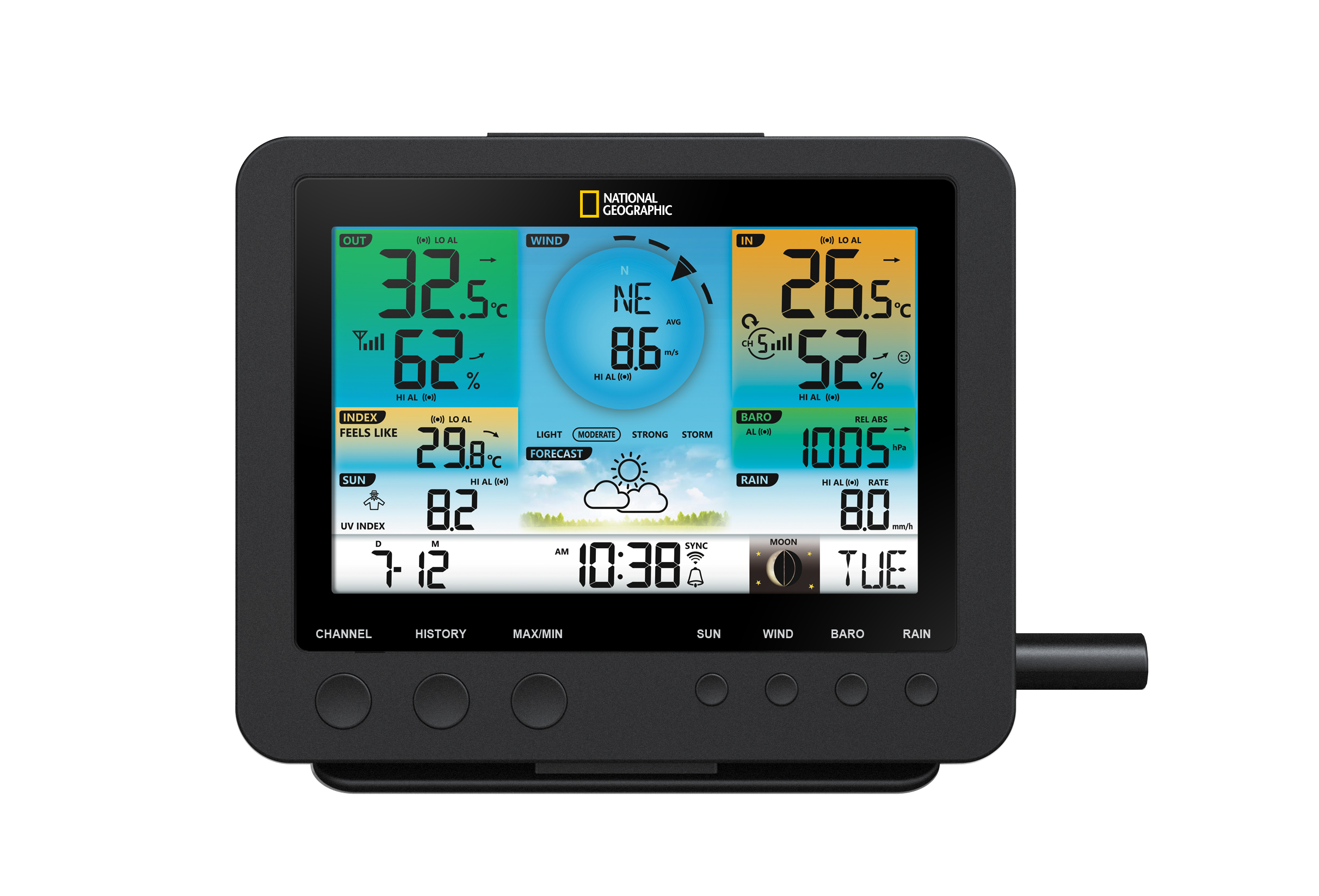 NATIONAL GEOGRAPHIC WIFI Colour Weather Station with 7in1 Sensor (Refurbished)